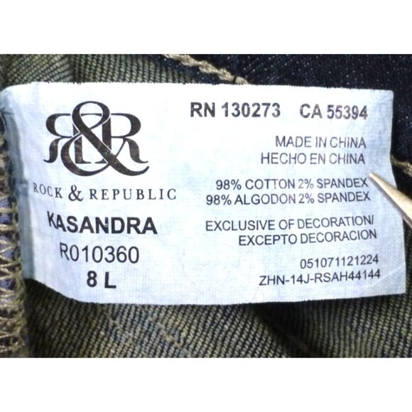 Rock & Republic Kasandra Bootcut Jeans 8L Womens Dark Wash Embroidered Pockets - Picture 5 of 12